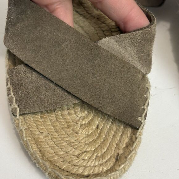 Vince Stefania Sport Suede Taupe Ankle Strap 3" Wedge Espadrille Shoe Size 9 M - Picture 10 of 10
